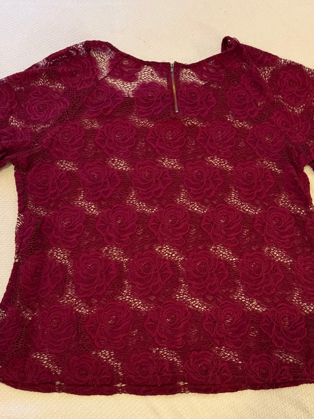Free Kisses Burgundy Lace Plus Top